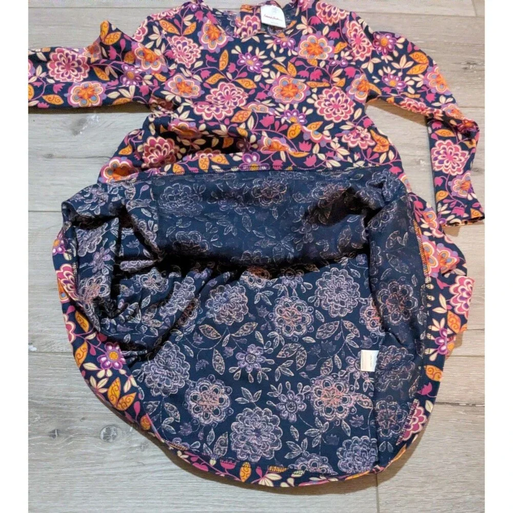 Hanna Andersson Navy Blue Pink Floral Long Sleeve Dress Girls 120 US 6-7 - Picture 4 of 8